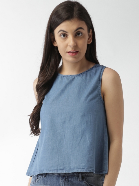 

Blue Saint Women Blue Solid Styled Back Top