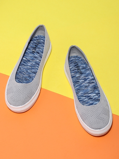 

ether Women Grey Woven Design Synthetic Ballerinas