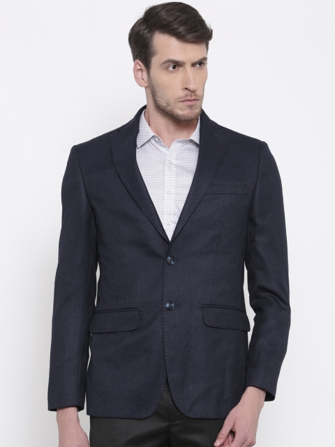 

Peter England Men Navy Single-Breasted Neo Slim Fit Formal Blazer, Navy blue