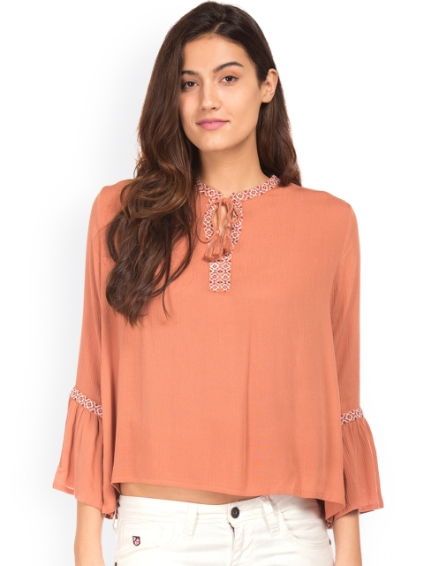 

Aeropostale Women Brown Boxy Top