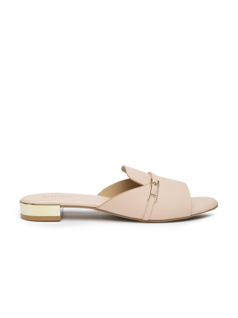 

ether Women Pink Solid Synthetic Open Toe Flats