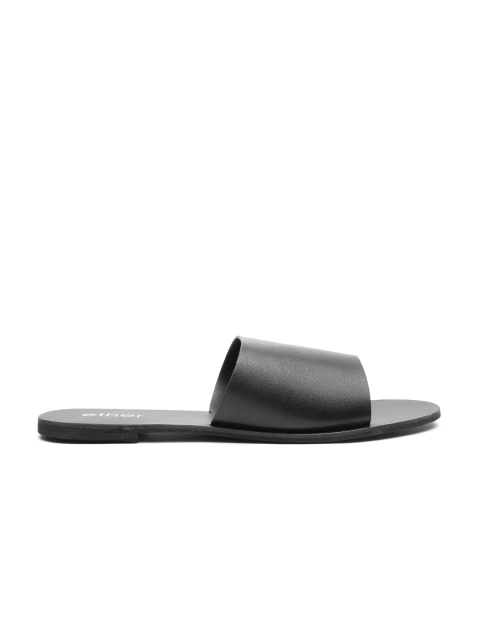 

ether Women Black Solid Open Toe Flats