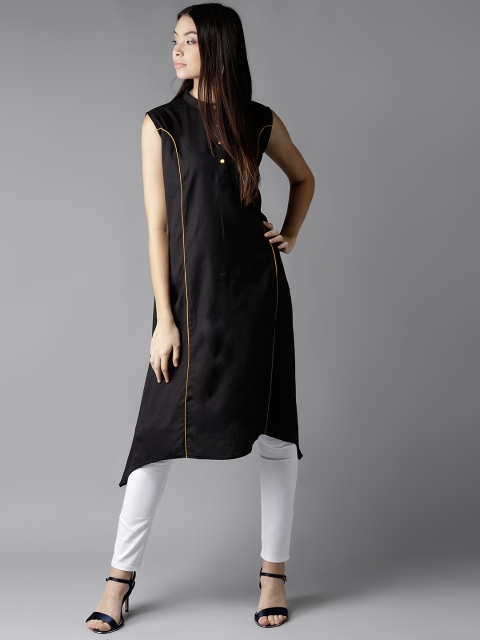 

Moda Rapido Women Black Solid A-Line Kurta