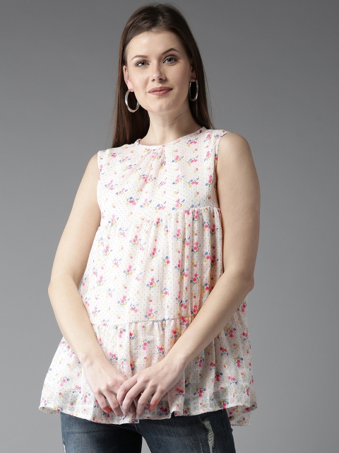 

HERE&NOW Women Off-White Printed A-Line Top