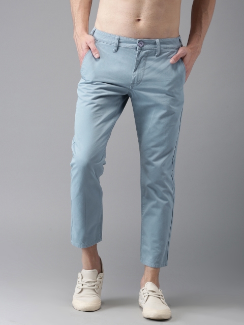 

HERE&NOW Men Blue Slim Fit Solid Cropped Chinos