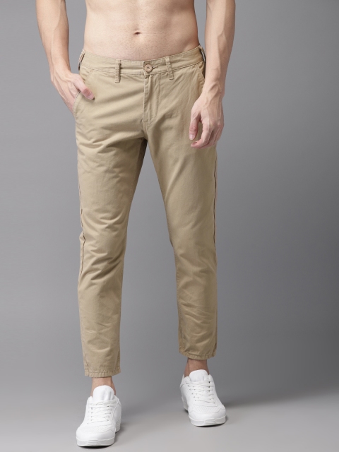 

HERE&NOW Men Beige Slim Fit Solid Cropped Chinos