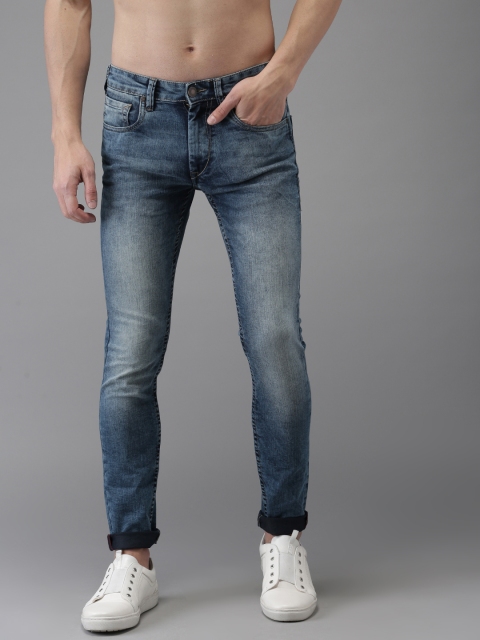 

HERE&NOW Men Blue Skinny Fit Mid-Rise Clean Look Stretchable Jeans