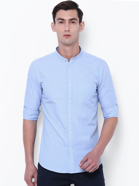

Black coffee Men Blue Slim Fit Solid Casual Shirt