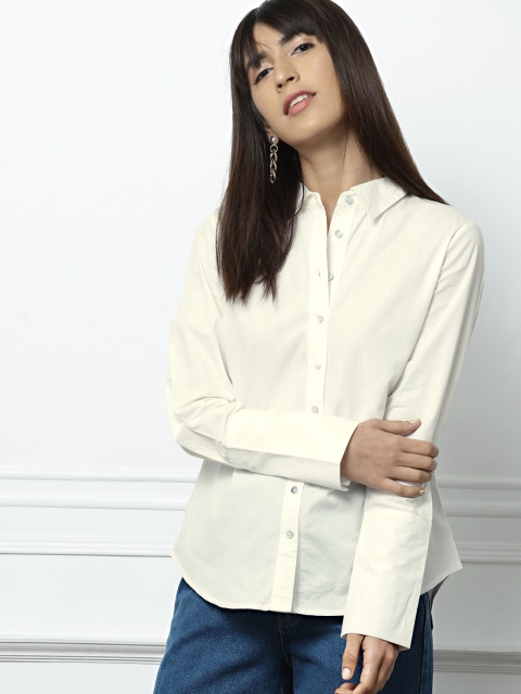 

all about you Women White Solid Shirt Style Top