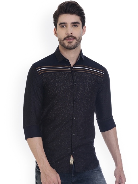 

ROCX Men Navy Blue Smart Slim Fit Printed Casual Shirt