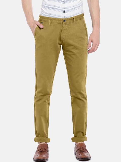 

Blackberrys Men Olive Green Solid Trousers