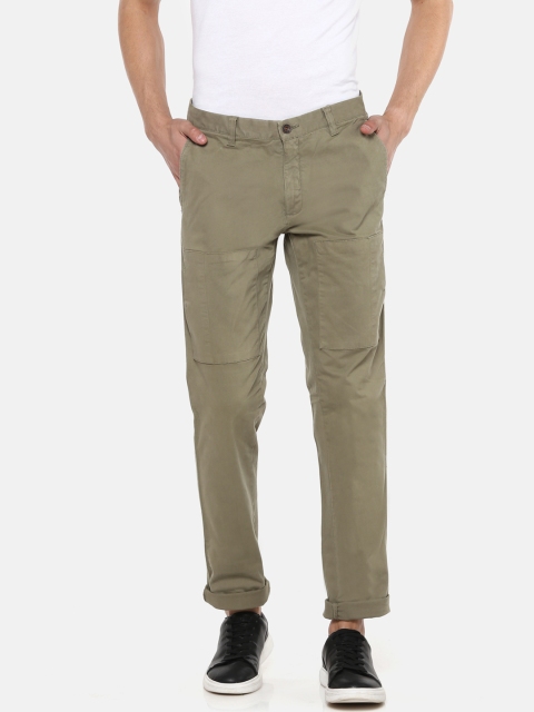 

Blackberrys Men Olive Green Regular Fit Solid Trousers