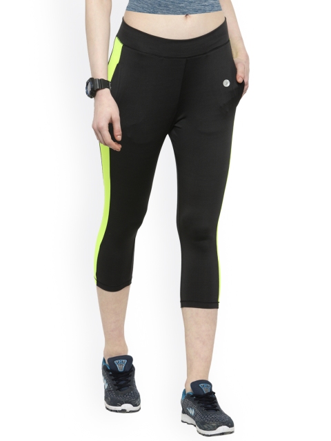 

BUKKUM Women Black & Yellow Solid Slim Fit Capris
