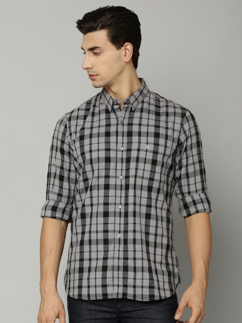 

French Connection Men Grey & Black Regular Fit Checked Casual Shirt