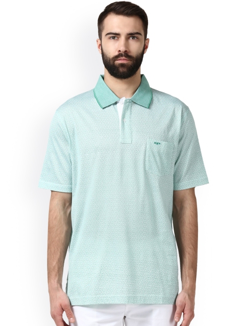 

ColorPlus Men Sea Green Printed Polo Collar T-shirt