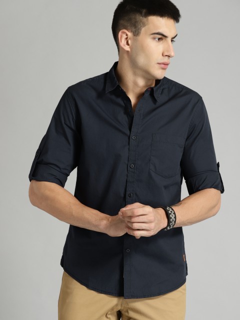 

Roadster Men Navy Blue Solid Casual Shirt