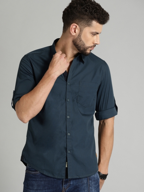 

Roadster Men Blue Regular Fit Solid Casual Shirt