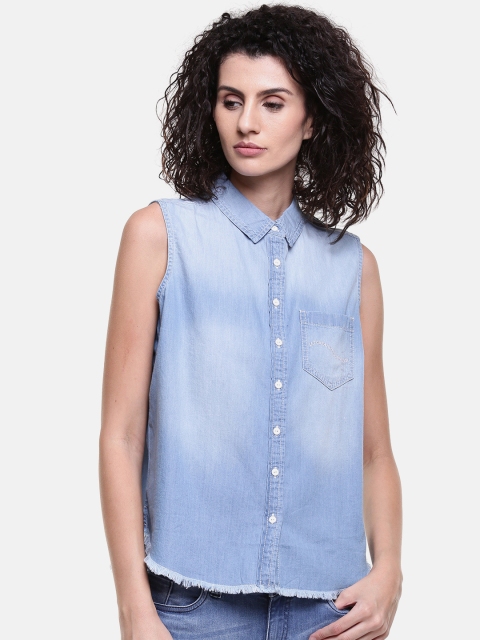 

Lee Women Blue Regular Fit Solid Casual Shirt