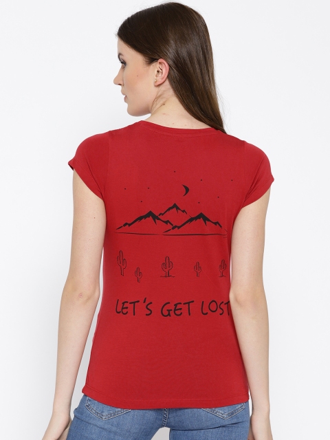 

Wrangler Women Red Printed Back Round Neck T-shirt