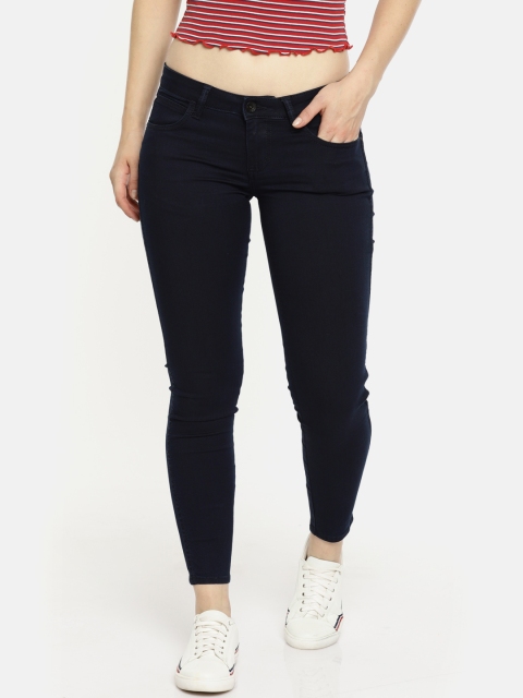 

Wrangler Women Navy Blue Skinny Fit Low-Rise Clean Look Stretchable Jeans