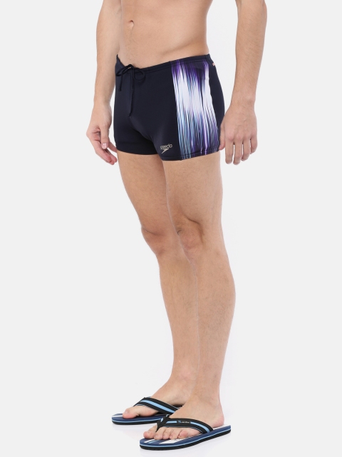 

Speedo Men Navy & White AQUASHORT Swim Trunks 8045107866, Navy blue