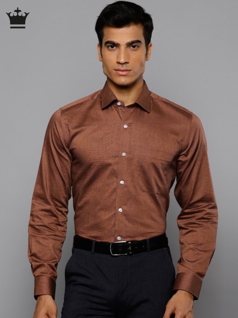 

Louis Philippe Men Rust Slim Fit Self-Design Formal Shirt