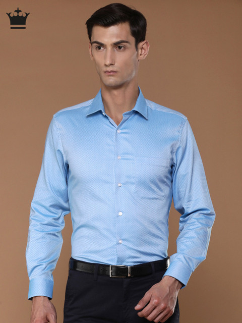 

Louis Philippe Men Blue Slim Fit Self-Design Formal Shirt