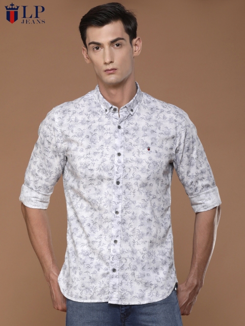

Louis Philippe Jeans Men Grey Super Slim Fit Self Design Casual Shirt