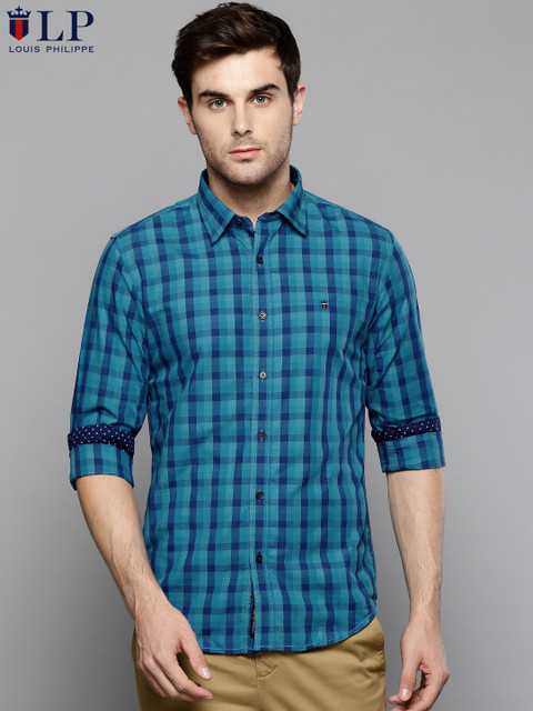 

Louis Philippe Sport Men Blue Slim Fit Checked Casual Shirt