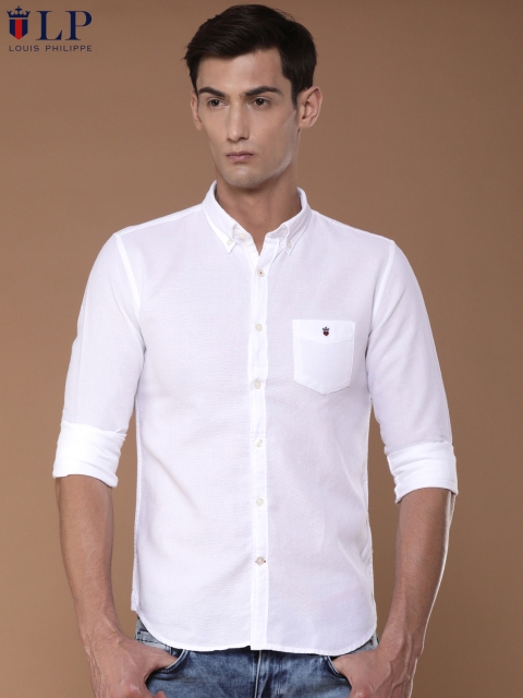 

Louis Philippe Sport Men Off-White Slim Fit Self-Design Casual Shirt