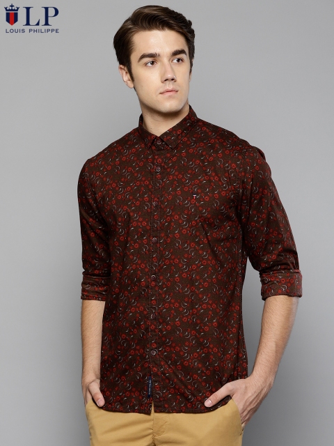 

Louis Philippe Sport Men Brown & Red Super Slim Fit Printed Casual Shirt