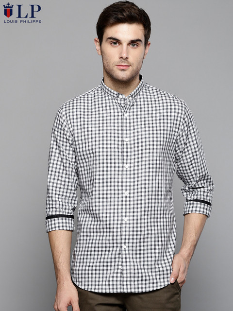 

Louis Philippe Sport Men Whie & Grey Slim Fit Checked Casual Shirt, White