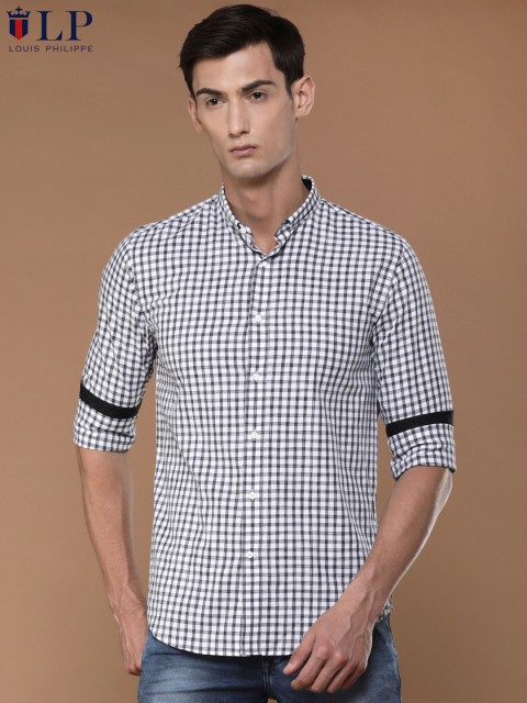 

Louis Philippe Sport Men Whie & Grey Slim Fit Checked Casual Shirt, White