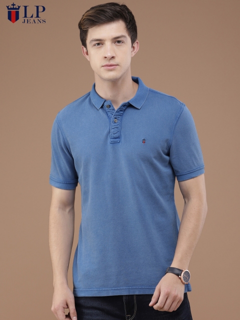 

Louis Philippe Jeans Men Blue Solid Polo Collar T-shirt