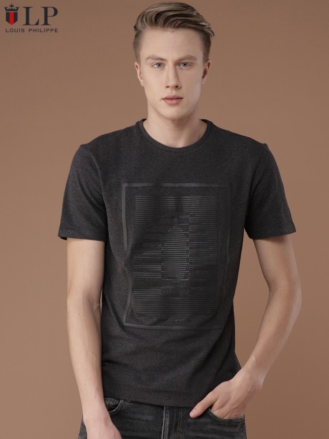 

Louis Philippe Sport Men Charcoal Grey Printed Round Neck T-shirt