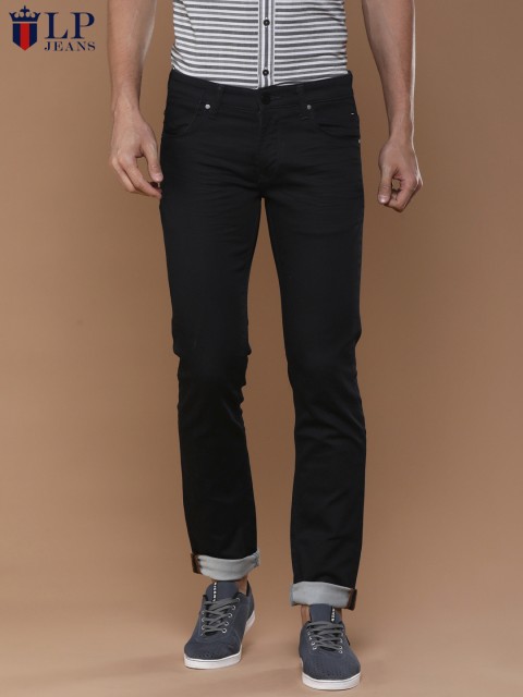 

Louis Philippe Jeans Men Black Slim Fit Low-Rise Mildly Distressed Stretchable Jeans
