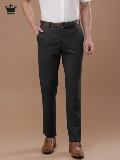 

Louis Philippe Men Charcoal Grey Milano Slim Fit Self Design Formal Trousers