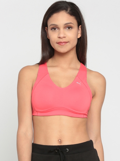 

Puma Pink Solid Non-Wired Lightly Padded Sports PWRRUN Bra