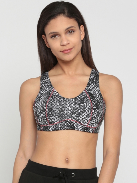 

Puma Black & White Printed Non-Wired Lightly Padded Sports PWRRUN Bra