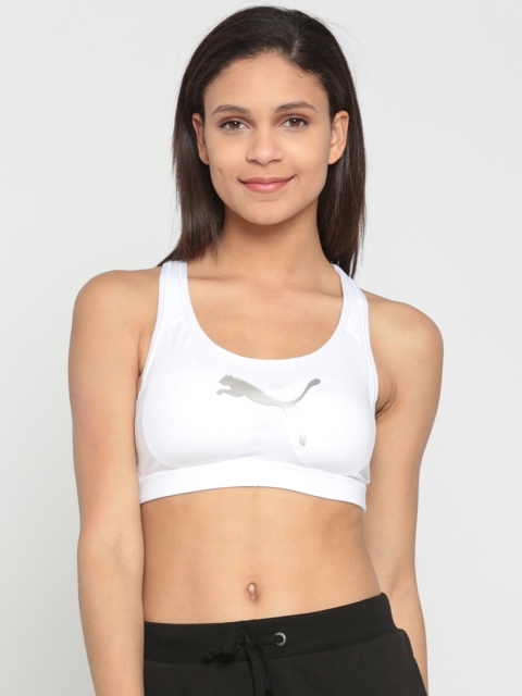 

Puma White Solid Non-Wired Lightly Padded PWRSHAPE Sports Bra