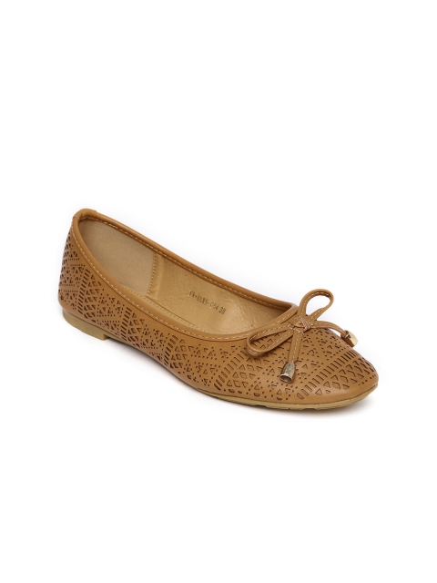 

Addons Women Tan Brown Laser Cuts Ballerinas