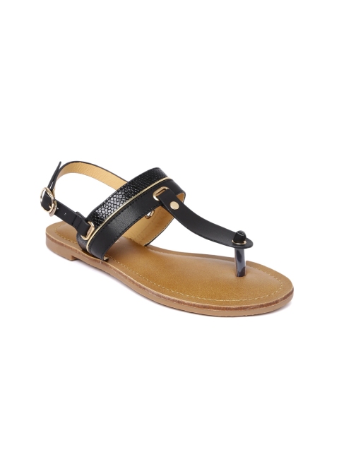 

Addons Women Black Solid Synthetic Patent T-Strap Flats