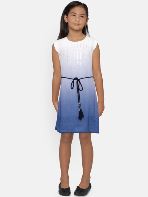 

Peppermint Girls Navy Blue Ombre Dyed A-Line Dress