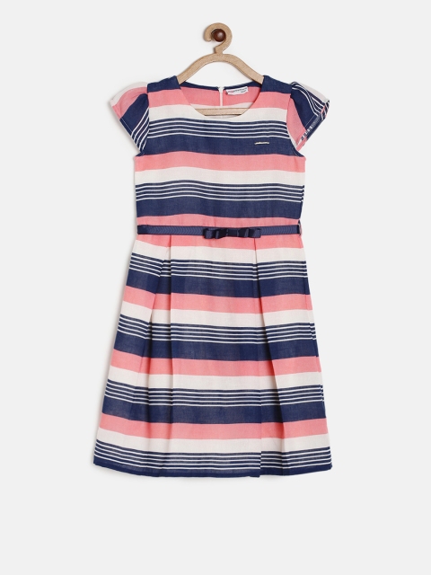 

Peppermint Girls Peach-Coloured Printed Fit and Flare Dress