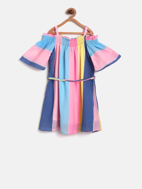 

Peppermint Girls Multicoloured Striped Fit and Flare Dress, Multi