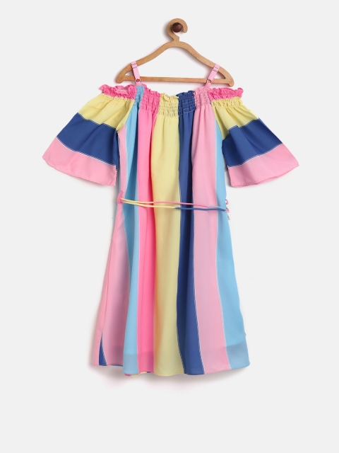 

Peppermint Girls Multicoloured Striped Fit and Flare Dress, Multi