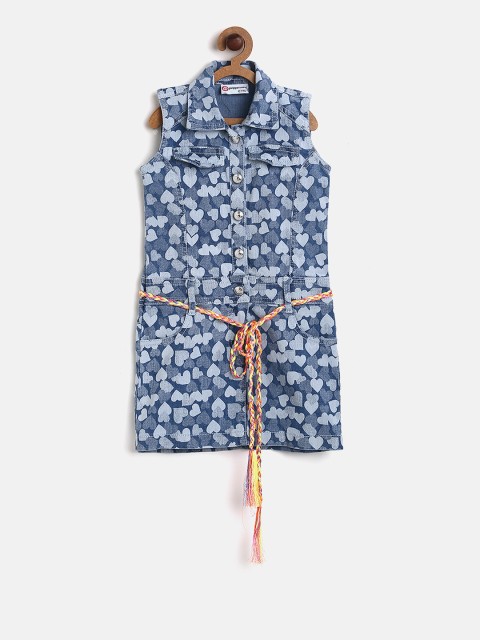 

Peppermint Girls Blue Printed Shirt Dress