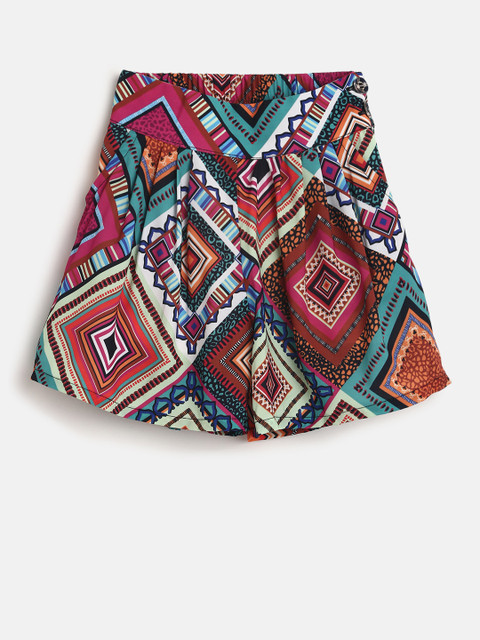 

Peppermint Girls Multicoloured Printed Regular Fit Shorts, Multi