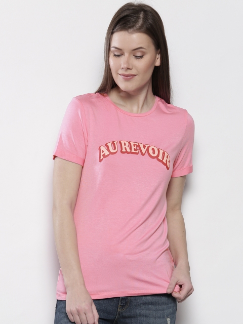 

DOROTHY PERKINS Women Pink Solid Round Neck T-shirt