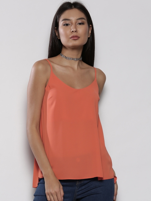 

DOROTHY PERKINS Women Coral Orange Solid Top